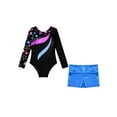 thumbnail image 5 of Sholeno Kids Girls Long Sleeve Dance Biketards with Shorts for Ballet Tumbling Gymnastics Dancewear Royal Blue 10, 5 of 7