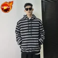 thumbnail image 3 of Sudadera con capucha de rayas para hombre, holgada, de gran tamaño, nueva moda de Harajuku, sudadera con capucha para hombre, sudadera de una pieza, sudadera emo, barata y divertida, 3 of 5