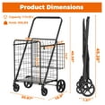 thumbnail image 2 of Extra Large Shopping Cart,Grocery Cart on Wheels, Foldable Utility Shopping Carts with Double Basket and 360° Rolling Swivel Wheels for Groceries Laundry, 2 of 9