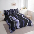 thumbnail image 2 of Homewish Gradient Purple Stripes 7-Piece King Bedding,Contemporary Artwork King Bed in a Bag,Black Reversible, 2 of 8