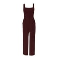 thumbnail image 4 of Baqcunre Women's Jumpsuit, Women's Petite Regular Tall Casual Loose Overalls Jumpsuits Sleeveless Wide Leg Pants Rompers Red S, 4 of 4