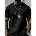 thumbnail image 6 of Men's T-Shirt Single Line Painting Sunflower Butterfly Flower Short Sleeve Casual Tee Classic Crew Neck T-Shirt for Men, S, 6 of 6