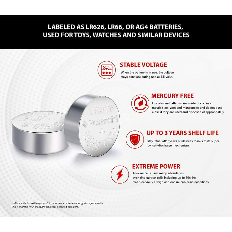 AG4 / LR626 Alkaline Button Watch Battery 1.5V - 30 Pack - FREE