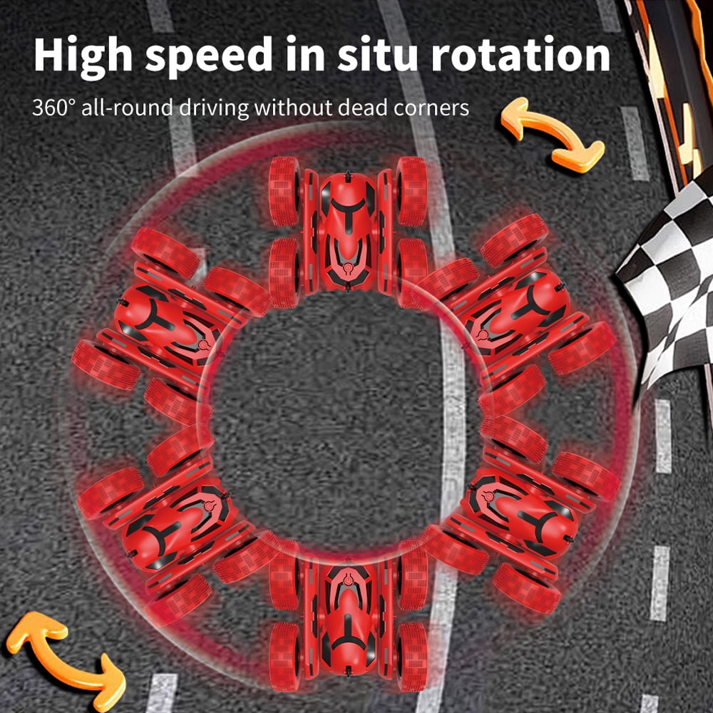 XITZ RC Stunt Car for Kids,4WD Off-Road Vehicle with Cool Lights 2.4Ghz Double Sided Remote Control Cars Gift Toy for for Boys Girls Age 3+