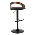 thumbnail image 4 of Grotto Adjustable Bar Stool, Black Bar Stools, Bar Chairs, Swivel Bar Stools, Bar Stools Set of 2, Bar Stools for Kitchen Counter (Walnut Wood, Brown), 4 of 6