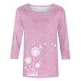 thumbnail image 4 of Pxiakgy Womens Tops Dandelion Print 3/4 Sleeves Crew Neck Shirts Loose Fit Cute Graphic Tees Causal Blouse Casual Boho Clothing Plush Collar Cuffs Christmas Print Loose Long Sleeved T Shirt Pink Xxl, 4 of 4