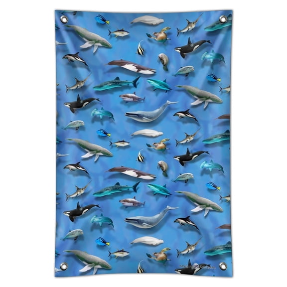 Ocean Life Whale Dolphin Manatee Shark Pattern Home Business Office Sign