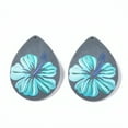 thumbnail image 2 of 3D Printed Acrylic Pendants Teardrop with Flower Pattern Dark Gray 44x32.5x7mm Hole: 1.6mm, 2 of 3