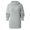 thumbnail image 3 of Olyvenn Cowl Neck Knitted Sweaters Knitwear Women's Plus Long Sleeve Fashion Solid Casual Tops for Women Female Leisure Gray M, 3 of 7