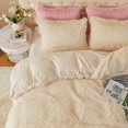 thumbnail image 2 of Luxury Fuzzy Duvet Cover Set Queen Size Fluffy Comforter Cover Set for Queen Bed 2 Pieces Shaggy and Plush Soft Bedding Duvet Covers (Cream White, Queen), 2 of 15