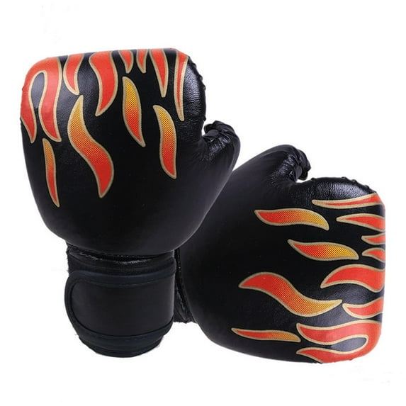 Kids Adults Boxing Gloves PU Leather boxeo en tailandia Thai Punching Heavy Bag Sparring Kickboxing Gloves Mesh Breathable , Black , Kid Black Kid