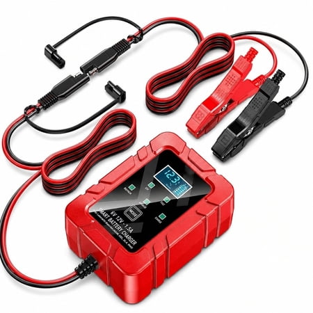 6V 12V Automatic Intelligent Recognition Charger Intelligent Battery Maintainer Smart Pulse Repair Trickle Charger with LED Display Sensor Accessories for Car Motorcycle Marine Control