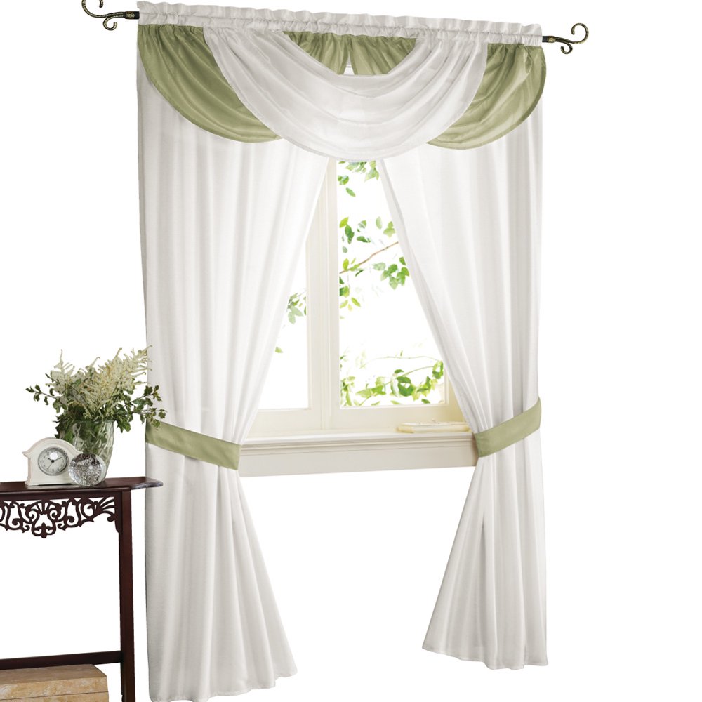 Elegant Patricia Rod Pocket Valance and 2 Panels with Tieback Window