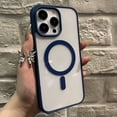 thumbnail image 1 of Luxury Shockproof Magsafe Wireless Charge Case for iPhone 16 15 14 Plus 13 12 Mini 11 Pro XR XS Max Clear Magnetic Bumper Cover Royal Blue For iPhone 11Pro Max, 1 of 6