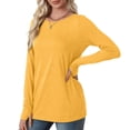 thumbnail image 5 of DDAPJ pyju Long Sleeve T-shirts for Women Solid Basic Tees Lightweight Casual Workout Crewneck Tees with Thumb Holes on Sale Yellow L, 5 of 8