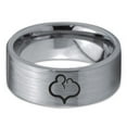 thumbnail image 2 of Tungsten Partner Love Pregnancy Heart Band Ring 8mm Men Women Comfort Fit Gray Flat Cut Brushed Polished, 2 of 4