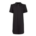 thumbnail image 4 of Huresd Dresses for Women Zipper Short Sleeve Dress Lapel Collar Solid Color Loose Fit Tunic Mini Dress Black XL, 4 of 9