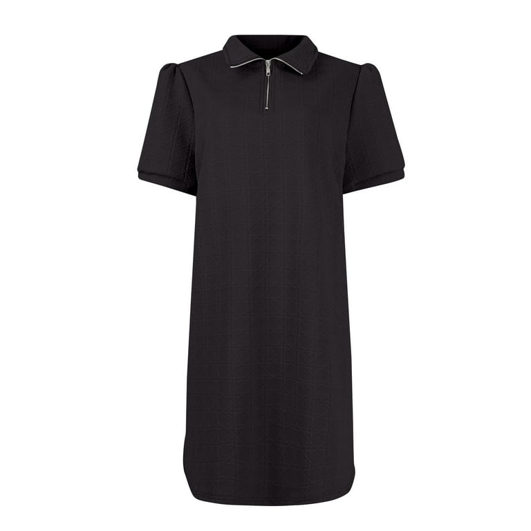 black mini dress with collar Black Button Up Shirt Collar Utility Mini Dress main image 1