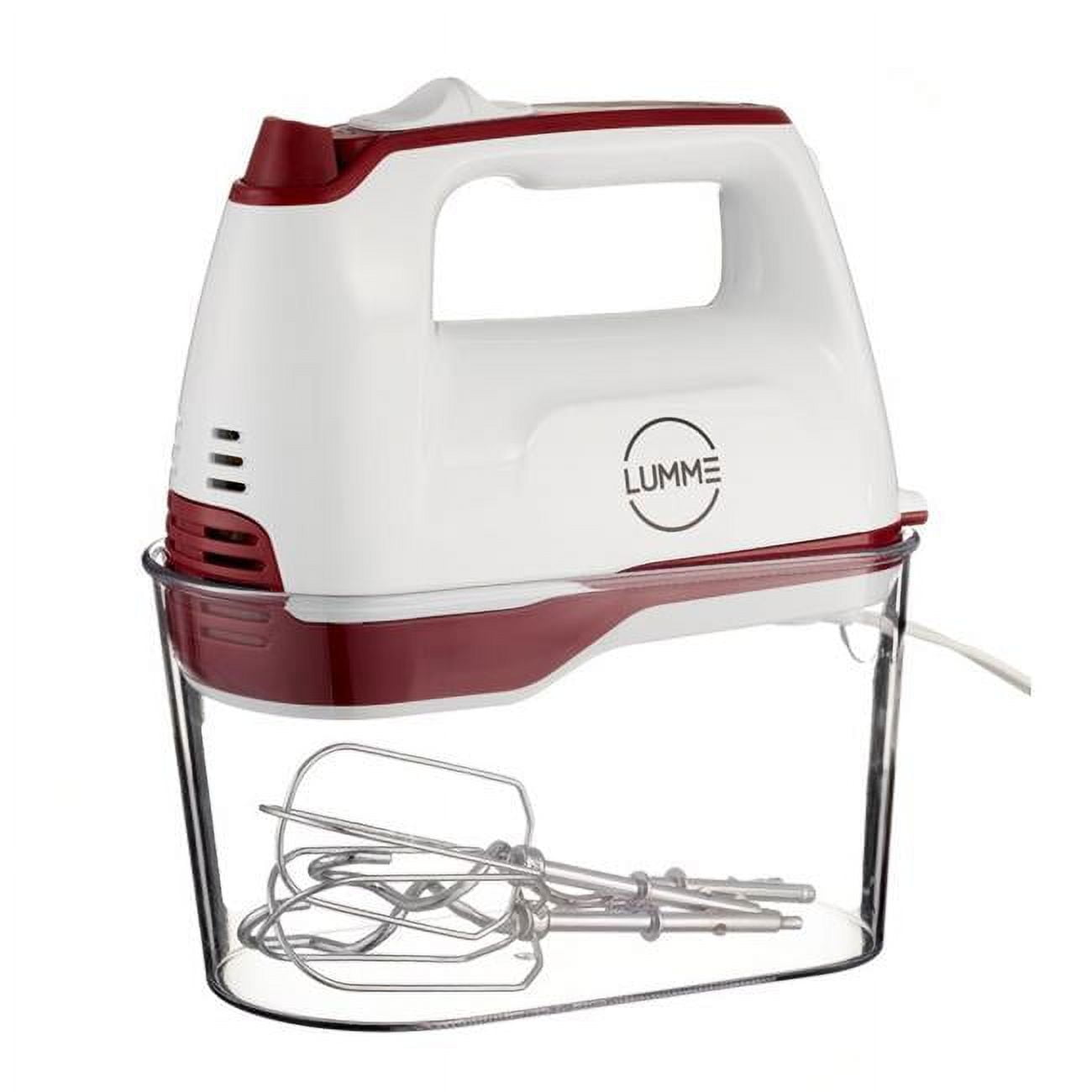 Lumme Hand Mixer 250W Power Advantage Electric Handheld Mixers with 5 Speeds and Eject button, 2 Beaters, 2 Dough Hooks, Storage Case included Hand mixer