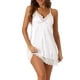 thumbnail image 1 of INSPIRAR CHIC Camisón de Satén para Mujeres con Encaje, Pijama de Tirantes, Cuello en V, Espalda de Carreras, Ropa de Dormir Sedosa, S Blanca, 1 of 6