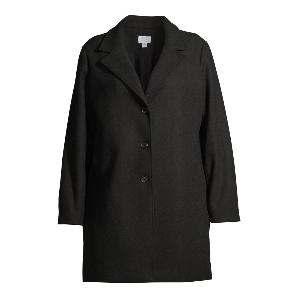 Time and Tru Time and Tru Women's Plus Size Faux Wool Button Front