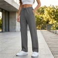 thumbnail image 5 of AherBiu Workout Pants for Women Ribbed Straight Leg Drawstring Elastic Waisted Casual Loose Fitted Sweat Pants with Pockets(Large,Dark Gray), 5 of 5