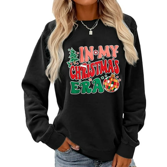 Christmas Shirts for Women: In My Christmas Era Sweatshirt Long Sleeve Christmas Tree Shirt Christmas Vacation Shirt