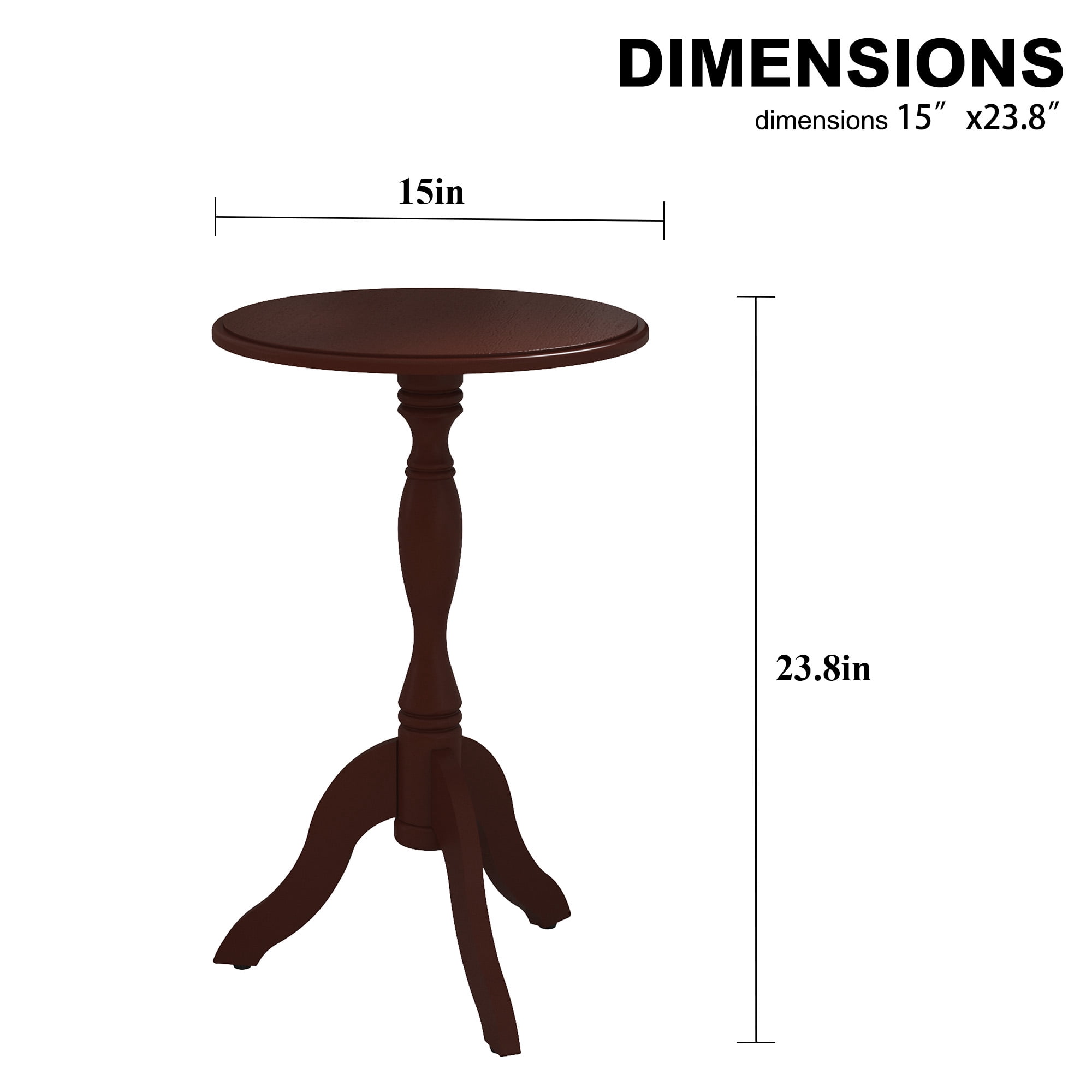 HLR Round Small End Table Set of 2, Wooden Pedestal Side Coffee Table, 2pcs Vintage Accent Nightstand for Living Room, Bedroom, Entryway, Dark Brown