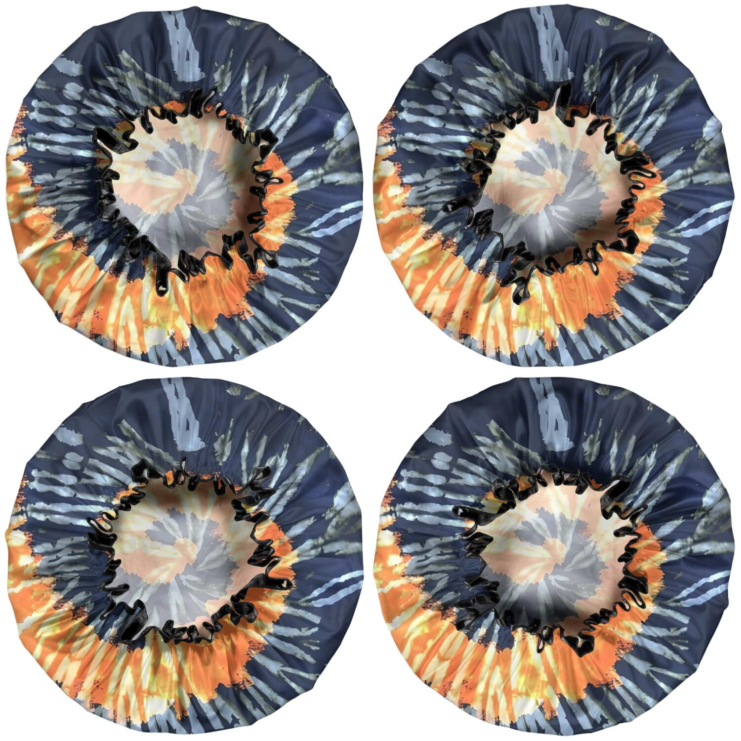 Shower Caps,Colorful Tie Dye Pattern Waterproof Shower Cap for Women 4 Pieces,Double Reusable Hair Cover for Shower PEVA Elastic Stretch Hem