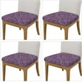 thumbnail image 4 of Square Chair Seat Covers Set of 4, Purple Chair Covers with Elastic Ties, Soft Stretch Removable Universal Chair Protector Seat Cushion Slipcovers for Dining Room Kitchen Office, 4 of 6