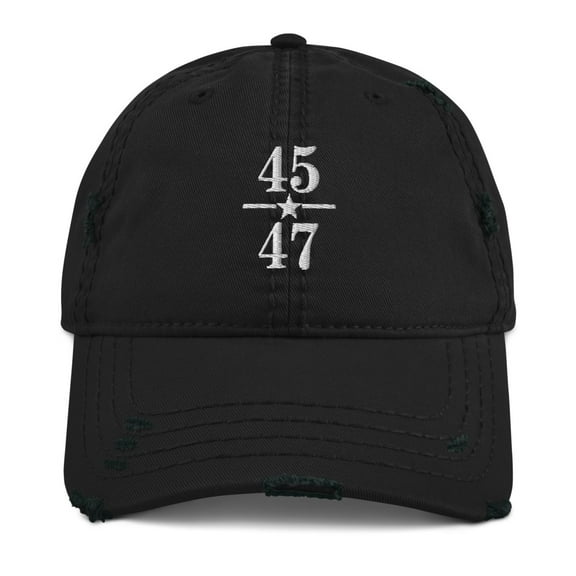 Trump 45 47 President hat Embroidered Distressed Dad hat Trump 2024 hat MAGA hat Trump Cap USA for men women (Black)