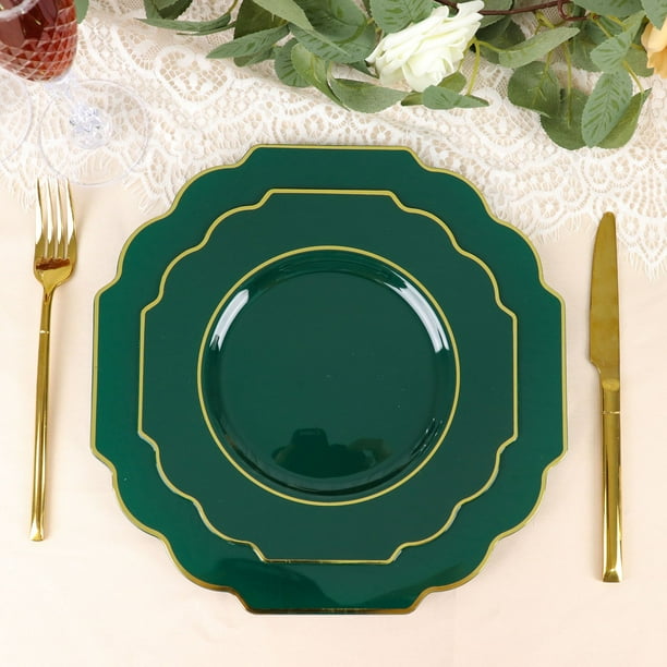 Efavormart 10 Pack | 8" Hunter Emerald Green Hard Plastic Dessert Appetizer Plates, Disposable ...