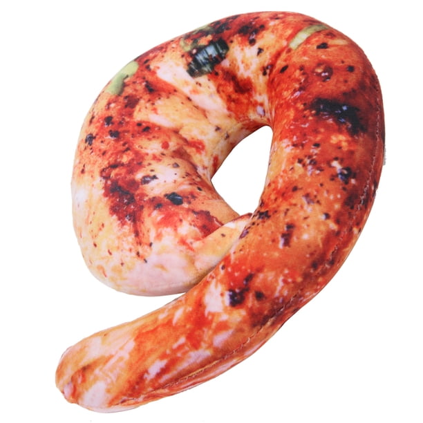 Oreiller Déco Nourriture Simulée - Crevettes, Poisson, Saucisse En Peluche Douce, Cadeau Drôle