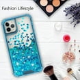 thumbnail image 7 of Noir Case for iPhone 12 Mini, Hard Clear Glitter Liquid Waterfall Heavy Duty Girls Women for Apple iPhone 12 Mini Case - Teal, 7 of 7
