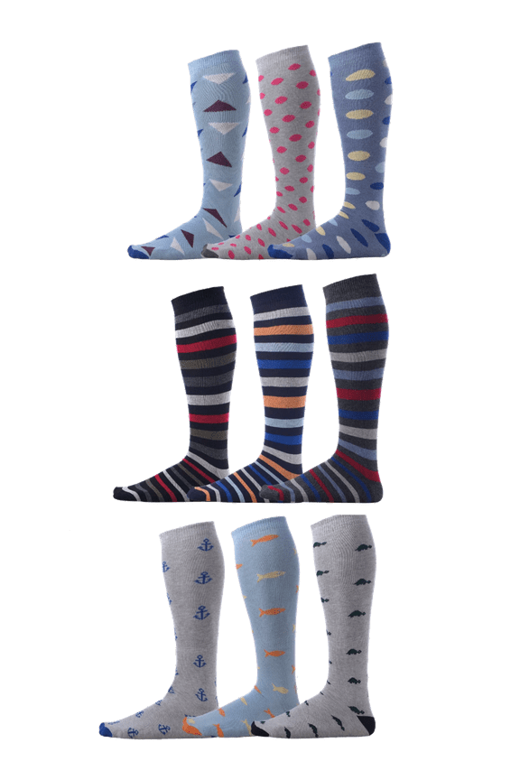 Pierre Henry Over the Calf Socks for Men (3 pairs) | Cotton Over the Calf Dress Socks