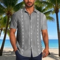 thumbnail image 2 of Xcmzpl Men's Stylish Casual Printed Short Sleeve Button Down Shirts Lapel Collar Summer Vacation Beach Tropical Hawaiian Shirt Gray XL, 2 of 7
