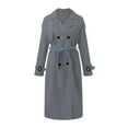 thumbnail image 4 of Coats for Women Fall Jackets for Women Women's Fashion Autumn Winter Solid Color Double Trench Coat, 4 of 7