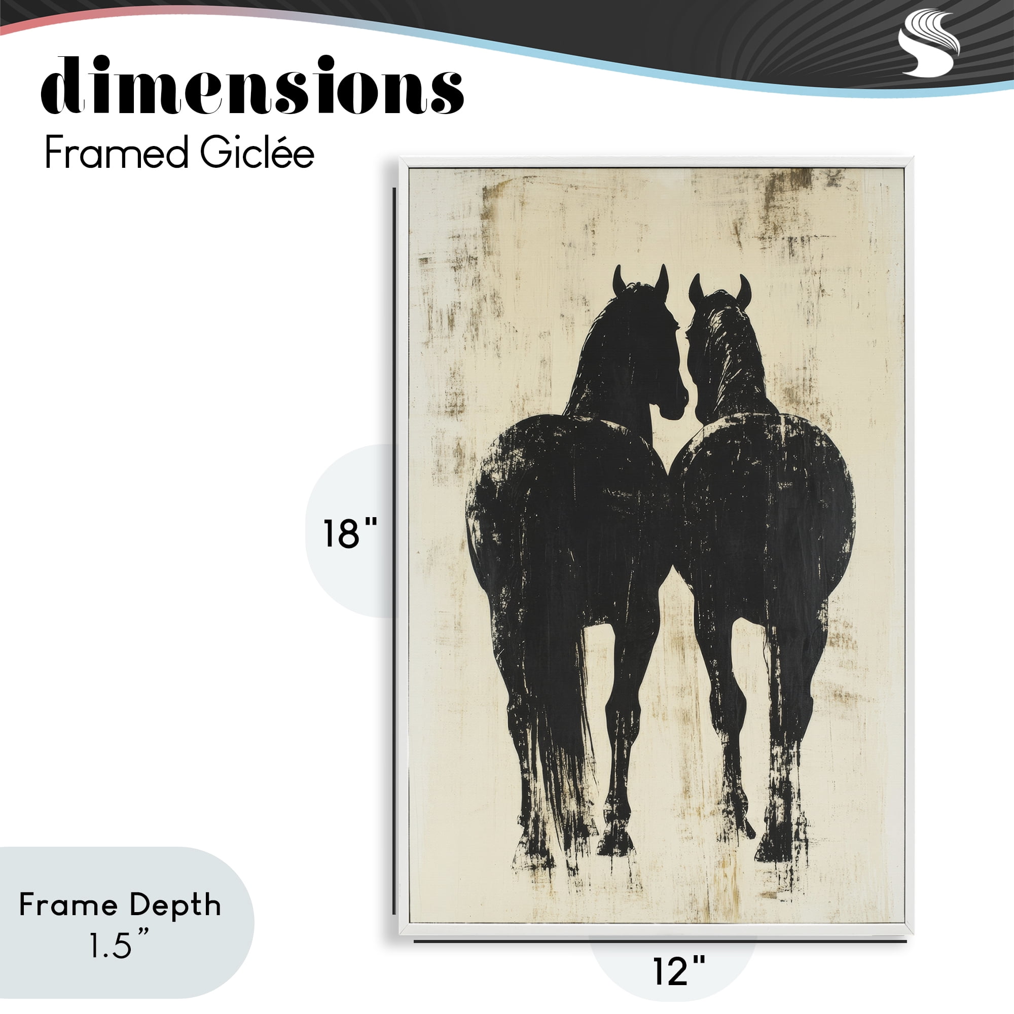 Stupell Industries Twin Horses Facing Away White Framed Giclee Art, design by Petal Prints Design