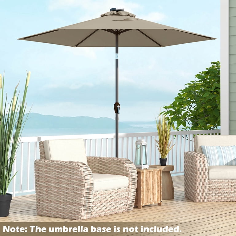 costway 9ft patio umbrella Costway 9ft Patio Solar Umbrella LED Patio Market Steel Tilt w/ Crank Outdoor (Tan)
