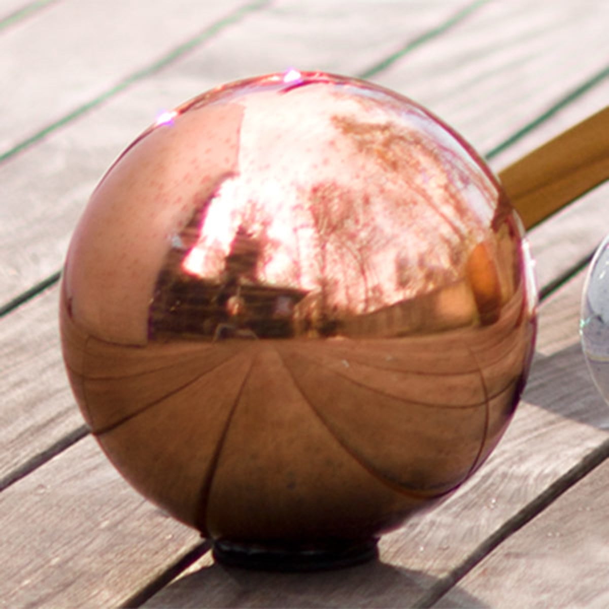 Large Mercury Glass 6" Gazing Ball Garden Decor, Copper