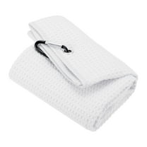 Uxcell 20"x16" Golf Towels Tri Fold Waffle Pattern Towels Soft Fiber with D Clip White
