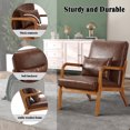 thumbnail image 6 of Modern Accent Chair,PU Leather Arm Chair with Solid Wood Frame & Soft Cushion,Reading Chairs for Living Room, Bedroom, Balcony, Lounge Chair Indoor, Brown, 6 of 8