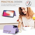 thumbnail image 4 of Allytech Wallet Case for iPhone XR, Card Holder & Zipper Pocket, Finger Grip Ring, Screen & Camera Protection, Luxury PU Leather Kickstand Double Buttons Flip Shockproof Case - Purple, 4 of 7