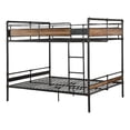 thumbnail image 3 of Queen Over Queen Size Metal Bunk Bed with Ladder, Black and Brown, 3 of 4