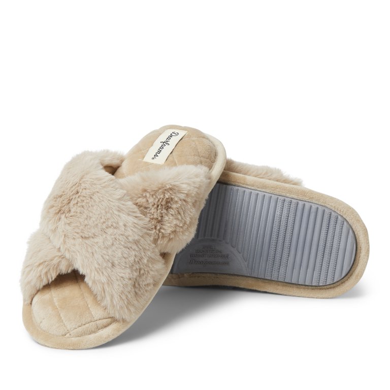 Dearfoams Womens Jessica Furry Crossband Slide Walmart