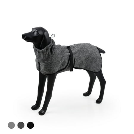 Waterproof Dog Coat Repellent Softshell with High Neckline Collar Dog Jackets for Winter Dark Gray L