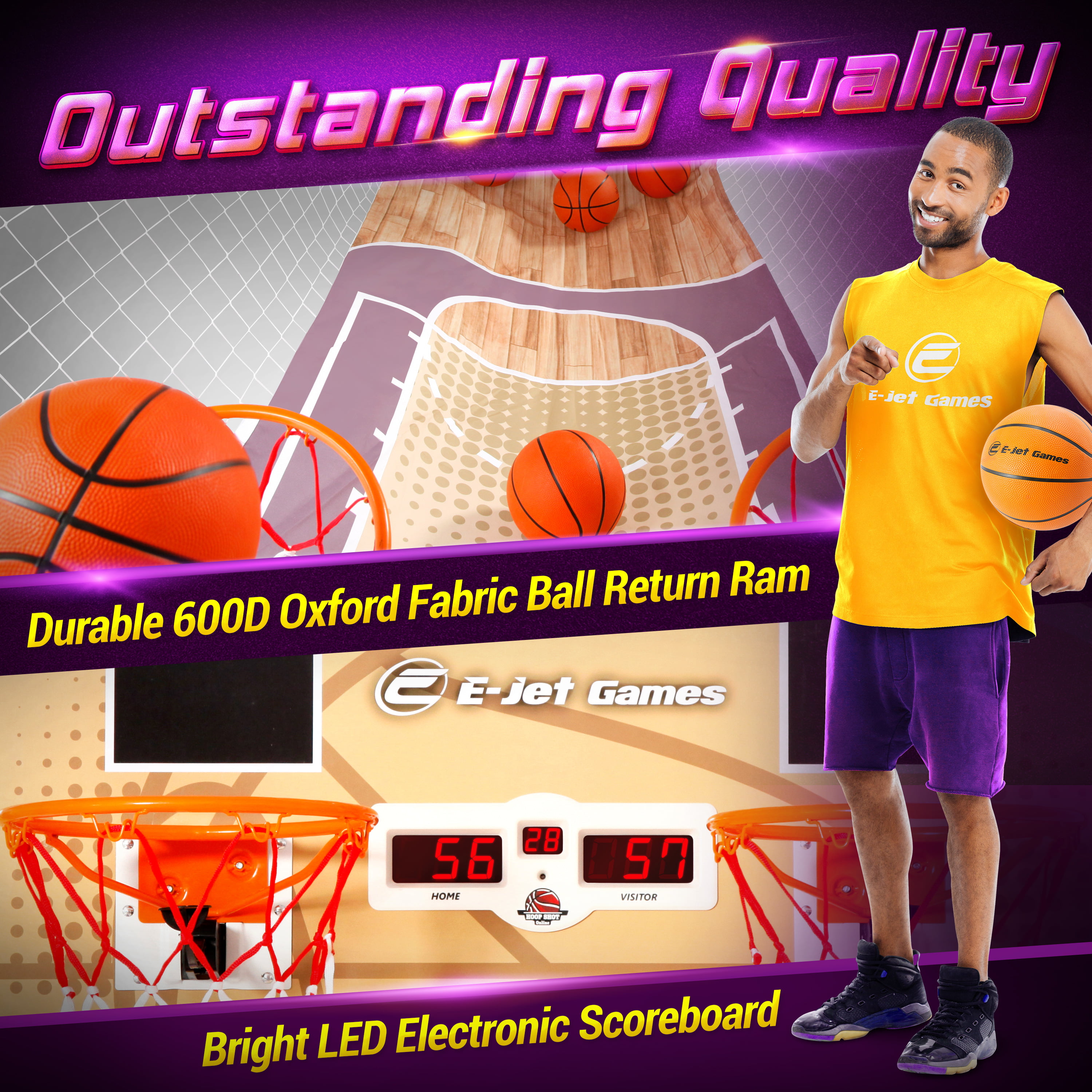 E-Jet Sport Game Basketball Arcade Games (Online Battle and Challenge, Shoot Hoops) - Electronic Arcade Basketball Games, Dual Shot