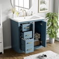 thumbnail image 4 of 30" Solid Wood Bathroom Vanity with Storage, Modern Minimalist Bathroom Vanity with Soft Close Door, Freestanding Storage Cabinet with Ceramic Sink for Bathroom, Indigo, 4 of 8
