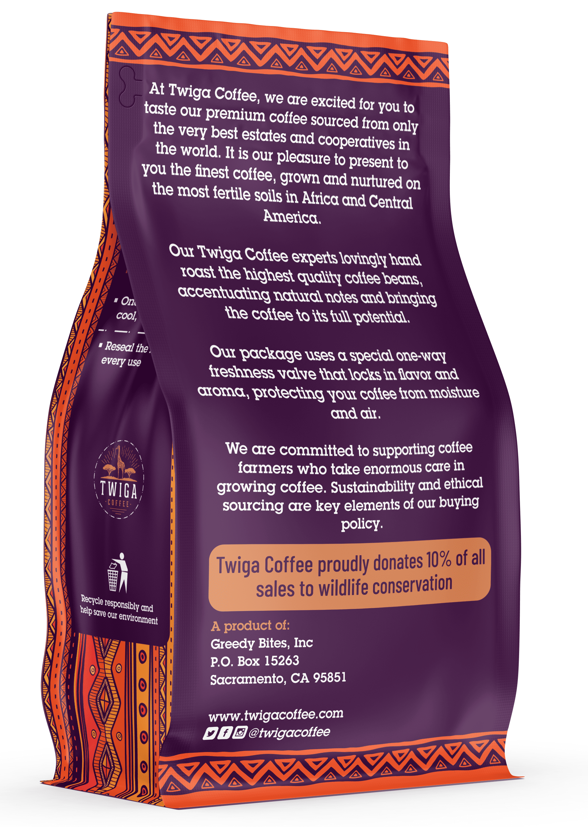 Ethiopia Yirgacheffe Coffee | USDA Organic | Fairtrade | Medium Roast | Whole Bean | 12 oz | Twiga Coffee