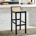 thumbnail image 4 of SAFAVIEH Saito Square Low Back Bar Stool, Black/Natural, 4 of 13